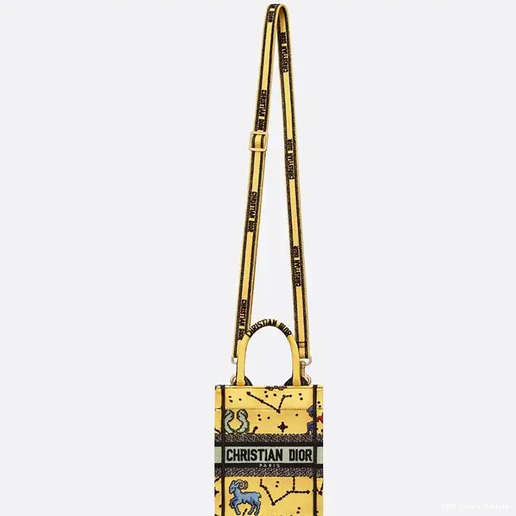 Cheap Yellow Book Tote Dior Zodiac Pixel Motif Miniature Canvas 0614 Luxury